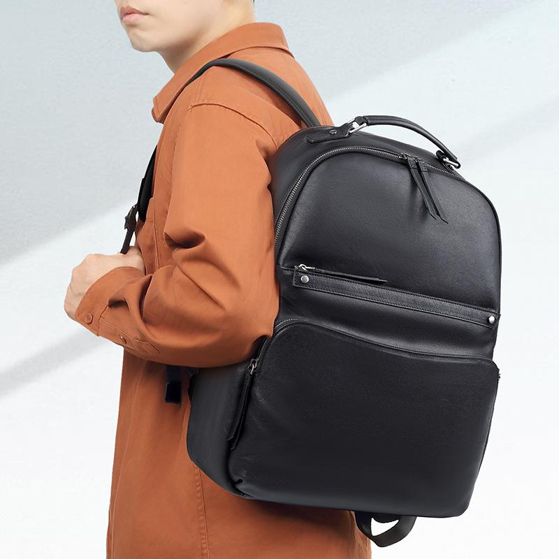Genuine Leather Casual Backpack Fashionable and Trendy Large-capacity Schoolbag Travel Men's Backpack