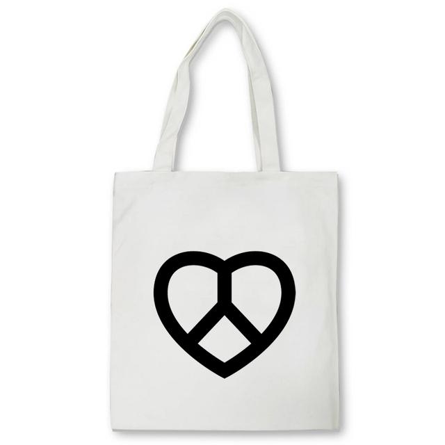 Peace Love Rock Damen-Einkaufstasche, lustige Musik, Radiologie, Skelett, Teenager-Studenten, Umhängetasche, Canvas-Tasche mit Friedensdruck