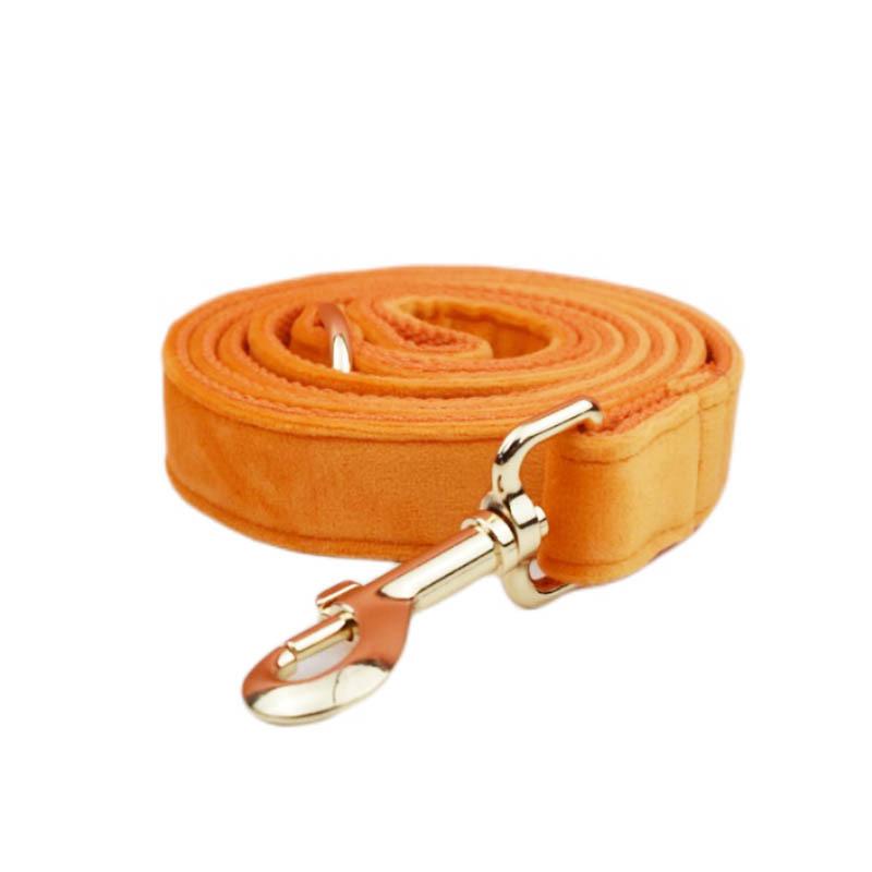 New orange flannel dog collar pet collar leash dog leash dog chain bow decoration