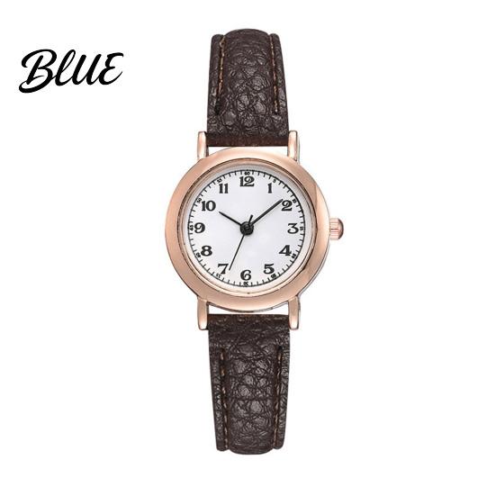 Lightweight Ladies Watch Women Round Dial with Faux Leather Strap
