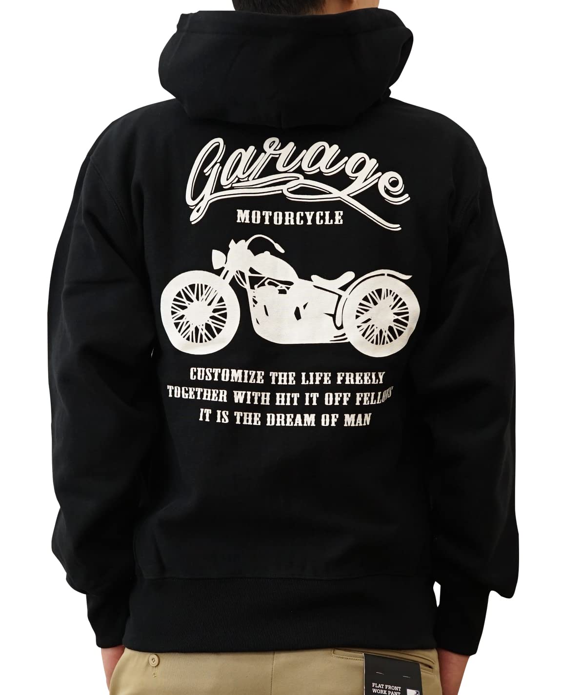 

12 унций Толстовка на молнии МОТОЦИКЛ Оригинальный байкерский принт Тяжелый свитер на молнии L Черный x Крем [Jeans Bug] 12ZP-MOTOR (21)