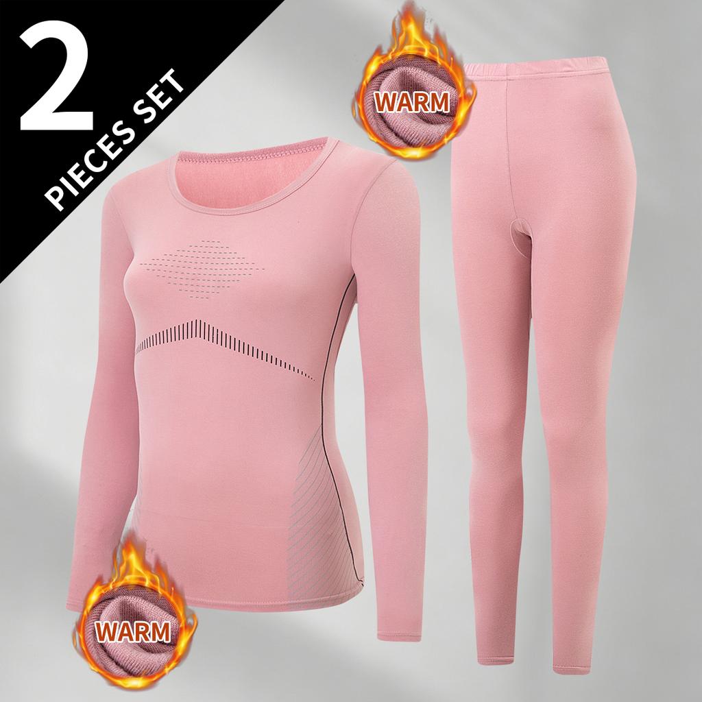 2-piece Autumn And Winter Women's Printed Long Sleeved Pants Warm Suit Casual Sports Slim Fit Base Suit Comfortable Home Wear