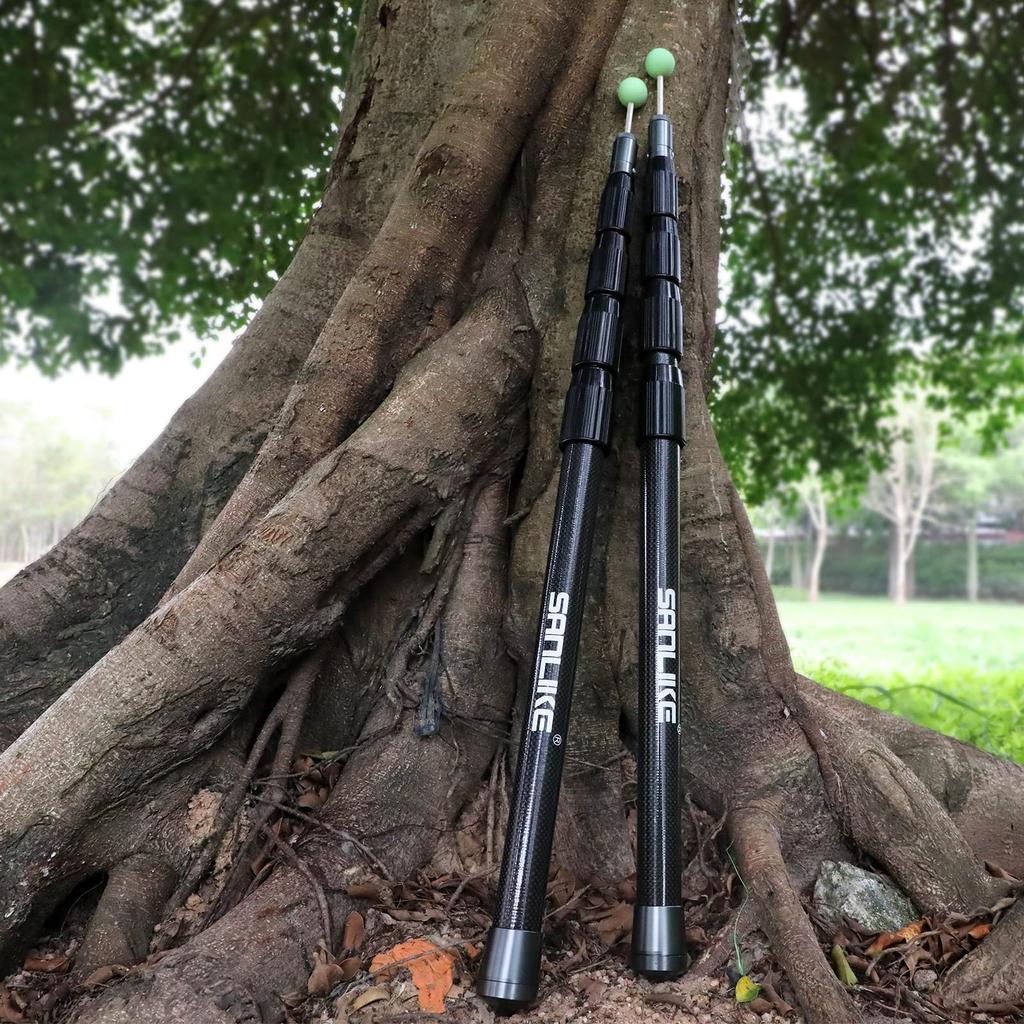 SANLIKE Tarp Pole Carbon Carbon Fiber Tent Pole Approximately 5 Joints Stepless Adjustment Slide Telescoping Main Pole Lightweight Camping Equipment