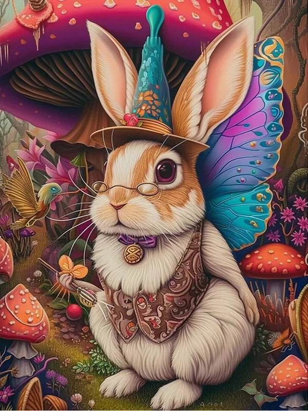 Rabbit Elf Diamond Painting New 2024 Animal Mushrooms Diy Full Square Round Drill Rhinestone Embroidery Mosaic Cross Stitch Kits Wall Decor