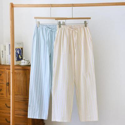 2026 Spring/Summer New Women's Sleeper Pants 100% Cotton Double Layer Gauze Thin Pants Casual Loose Large Home Pants