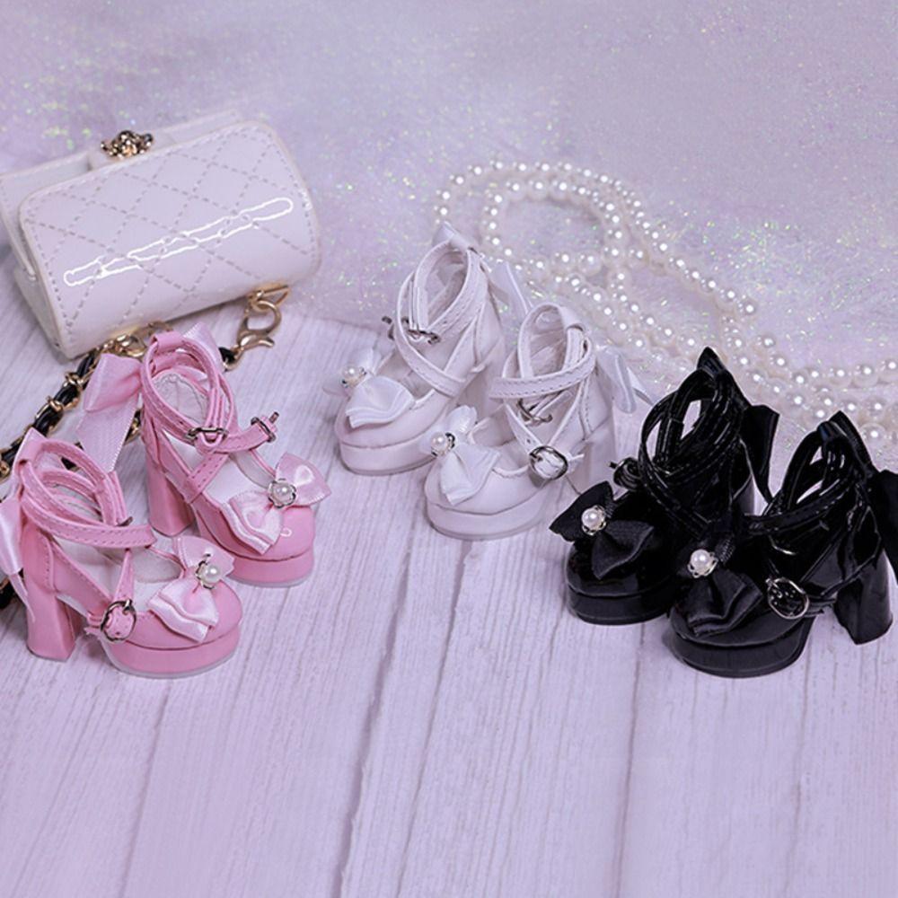 1 Pair 1/3&1/4 BJD Doll's Shoes Pearl Dress Up Doll Shoes Bowknot High Heels  1/3&1/4 BJD Dolls