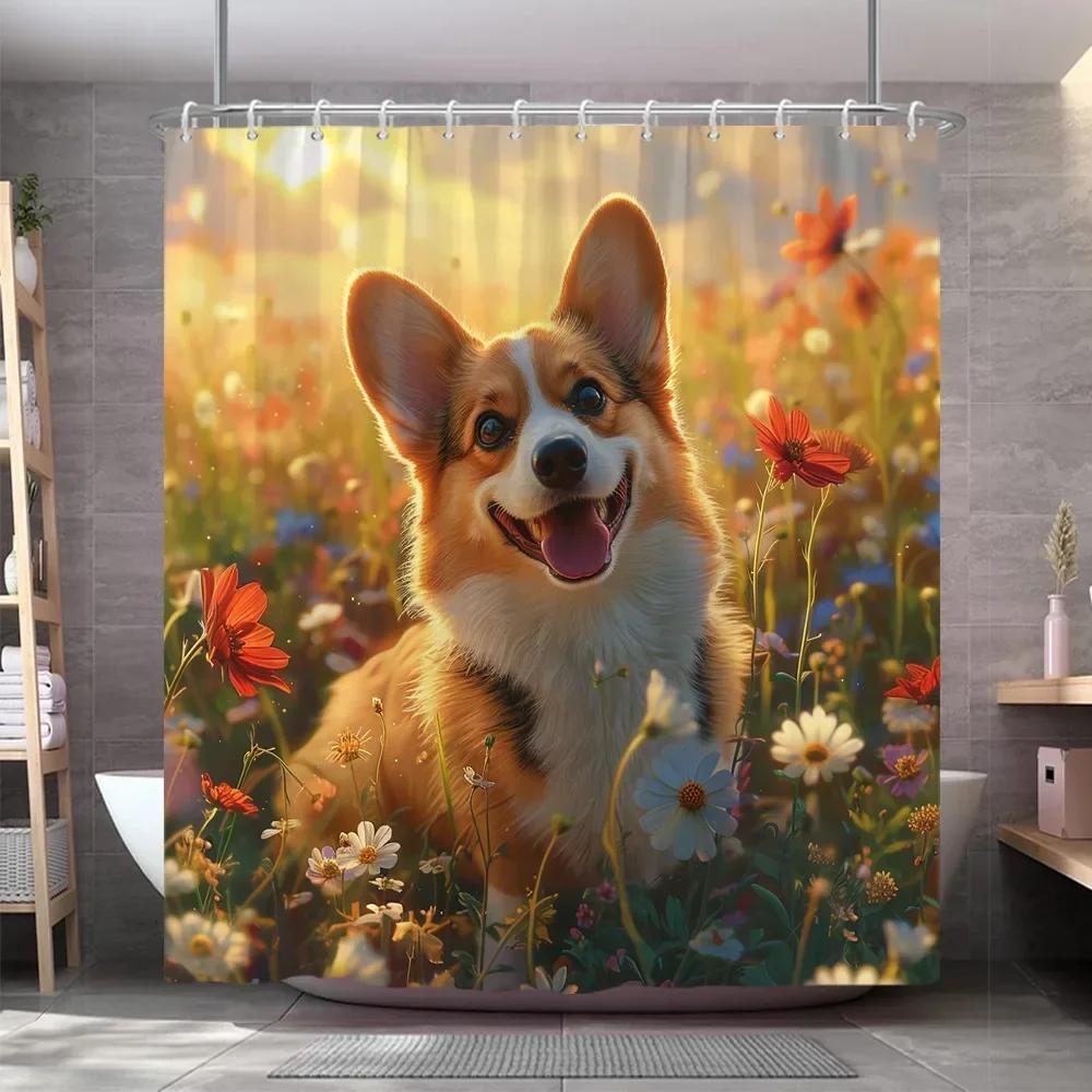 Cute Puppy & Fish Shower Curtain - Fun Underwater Design for Kids' Bathroom Décor, Waterproof, Easy Care & Adorable Style