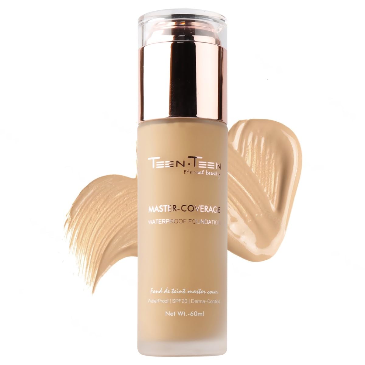 

TEEN.TEEN Master Coverage Waterproof Foundation |Lightweight, Matte Finish with SPF20| Full Coverage for All Skin Types, Asian Beige, 60ml