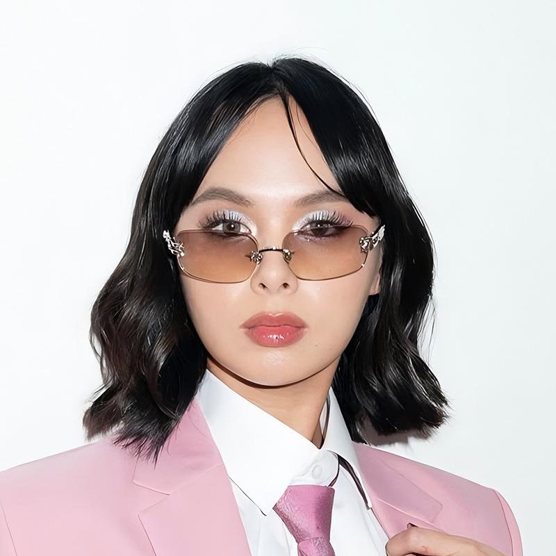 Ins Korean Fashion Y2k Rimless Sunglasses Women Luxury Brand Square Sun Glasses Personality Punk Eyeglasses Female Eyewear