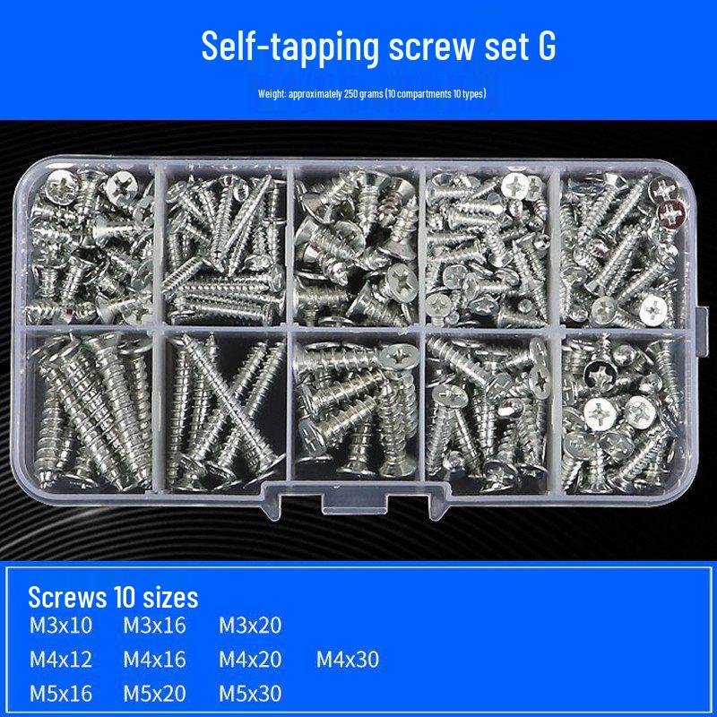 Round Head Phillips Screw Set: M2-M6 Self-Tapping with Nuts, Caps, and Washers