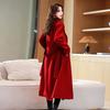 Red Double-sided Wool Coat Women's Extended Autumn and Winter New Wedding Thin Temperament Wool Coat
