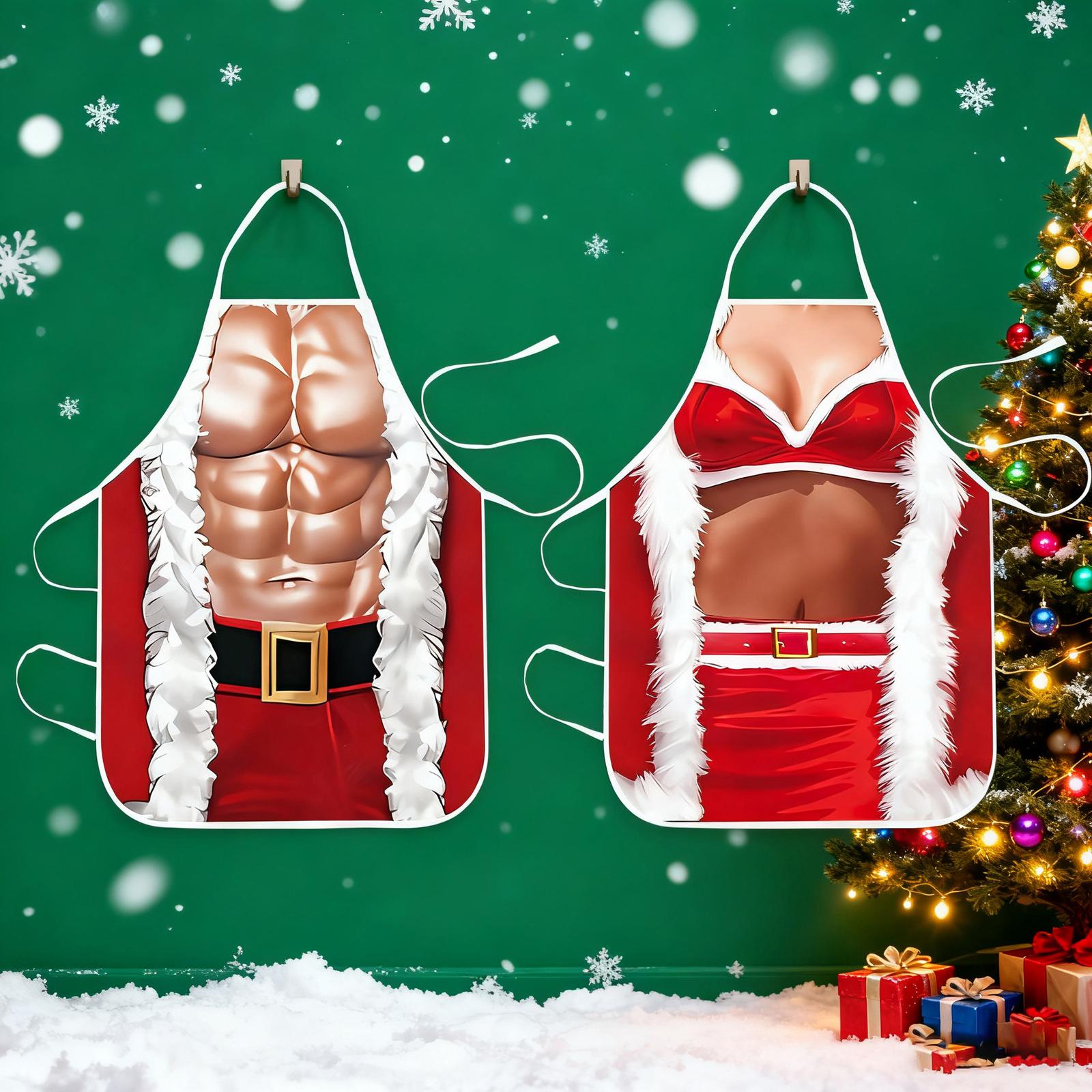 

Рождественский фартук для взрослых Рождественский кухонный фартук Фартук для семейной вечеринки Рождественское украшение One Size
