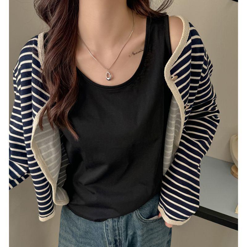 

Summer Cotton Loose Sleeveless Round Neck Sun Protection Top S (Recommended 70-95 kg)
