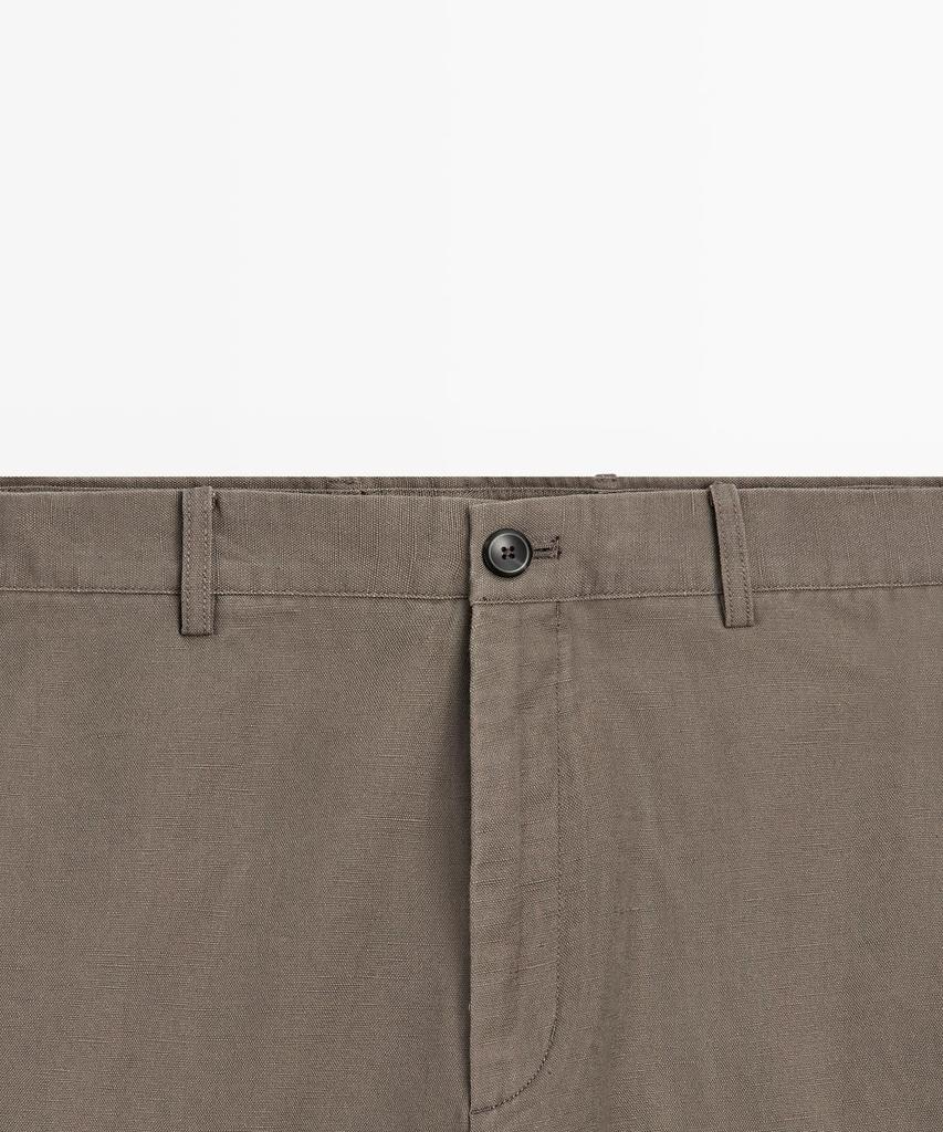 Masimodutti Cotton Linen Tapered Fit Pants