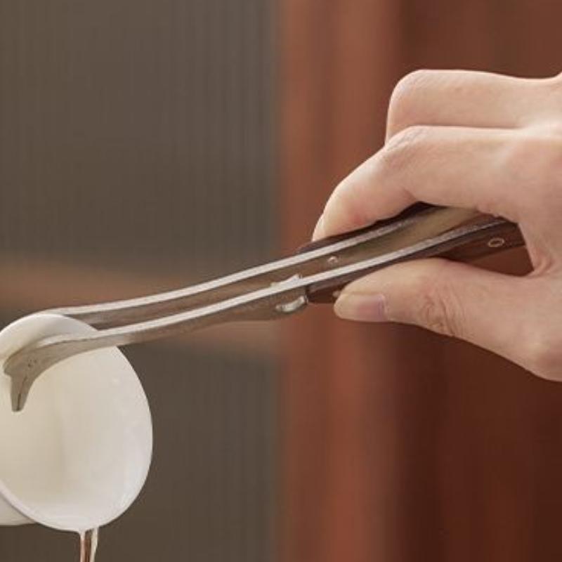 Stainless Steel Tea Tongs Clip Wood Handle Chinese Gongfu Tea Set Accessories Tool for Ceremony Home Brewing Filter Strainer