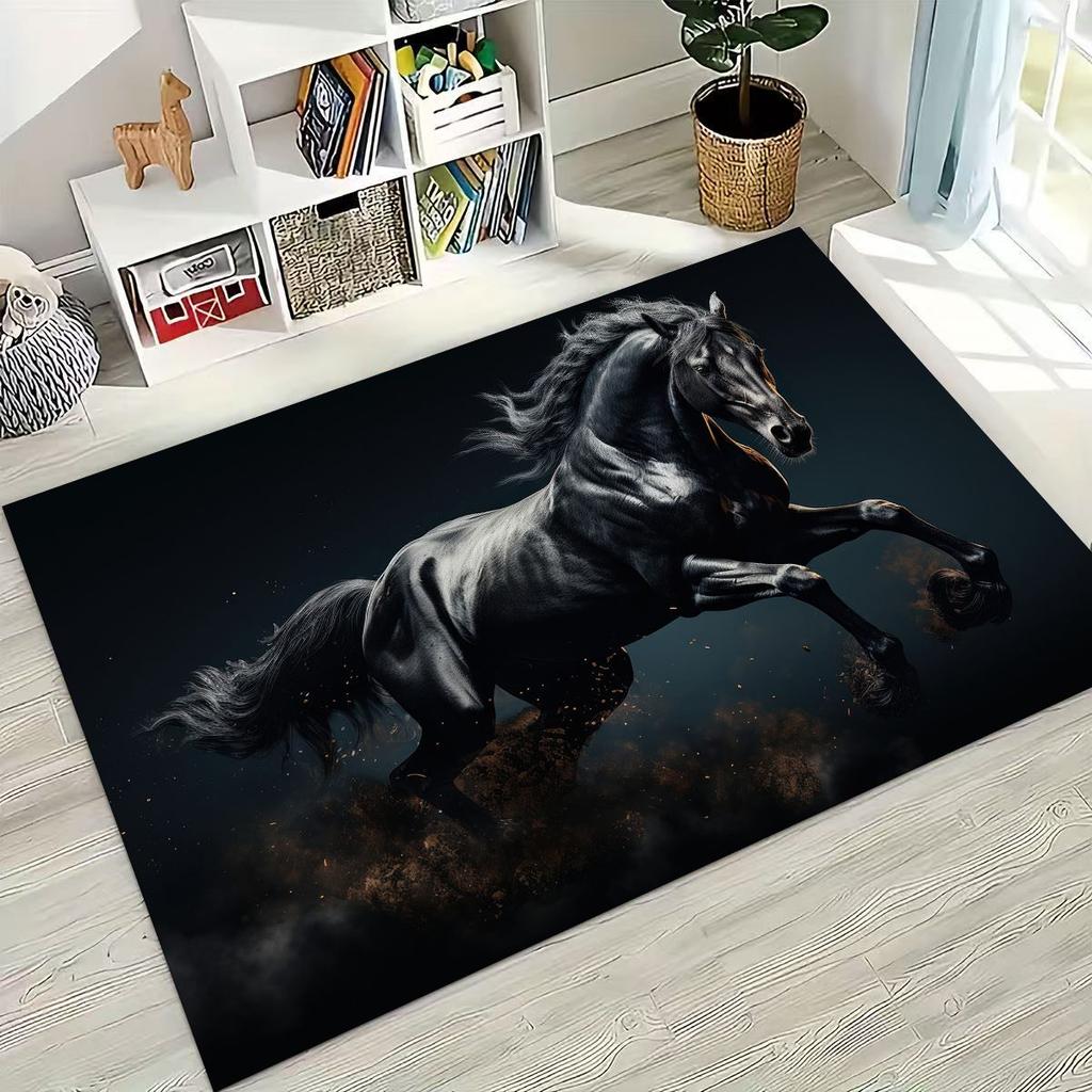 Traum Galopp Ross Pferd Mustang Cartoon Kunst Teppich Teppich für Schlafzimmer Wohnzimmer Sofa Haus Fußmatte Dekor, Kinder Rutschfeste Bodenmatte