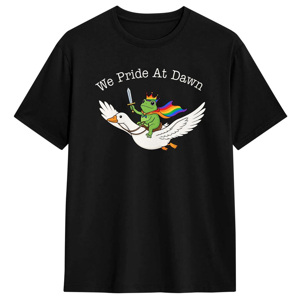 Vintage T Shirt Funny Frog We Pride At Dawn Rainbow Flag Lgbt Pride Month 100 Cotton Tshirts Trending Tshirt Short Sleeve
