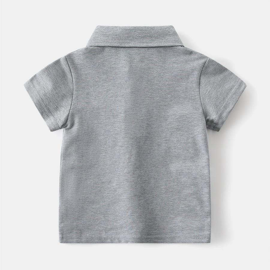 Polo de Manga Curta Estilo Coreano para Crianças - Camiseta de Algodão de Verão para Meninos