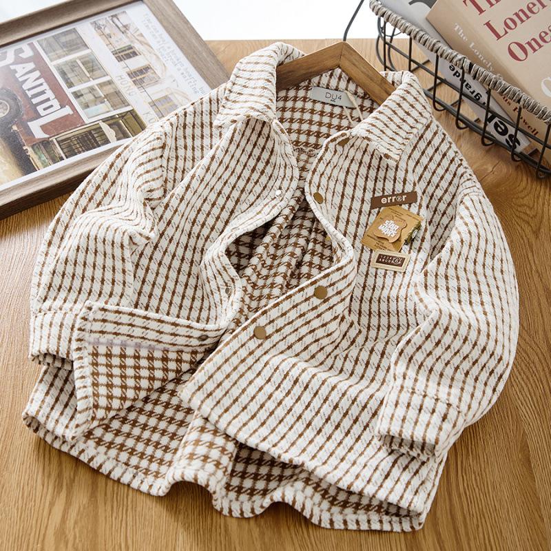 Boys Spring Autumn Thin Shirt Jacket Medium Large Kids Long Sleeve Collar Cardigan Top