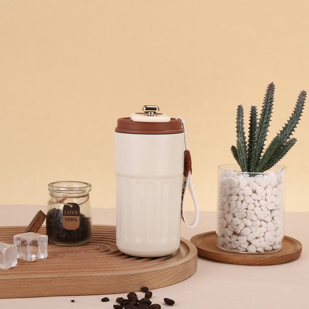 Vakuum-Thermobecher mit Temperaturanzeige, 450 ml, Edelstahl-Isolierbecher für Heißgetränke, auslaufsicherer Deckel, leicht zu reinigen, tragbarer Reisekaffee