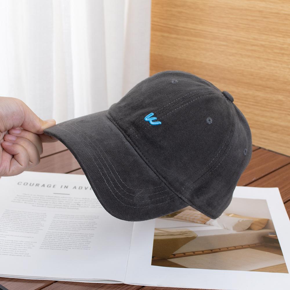 Simple retro autumn and winter small w letter baseball cap women's big head circumference deepened wide brim showing face small cap