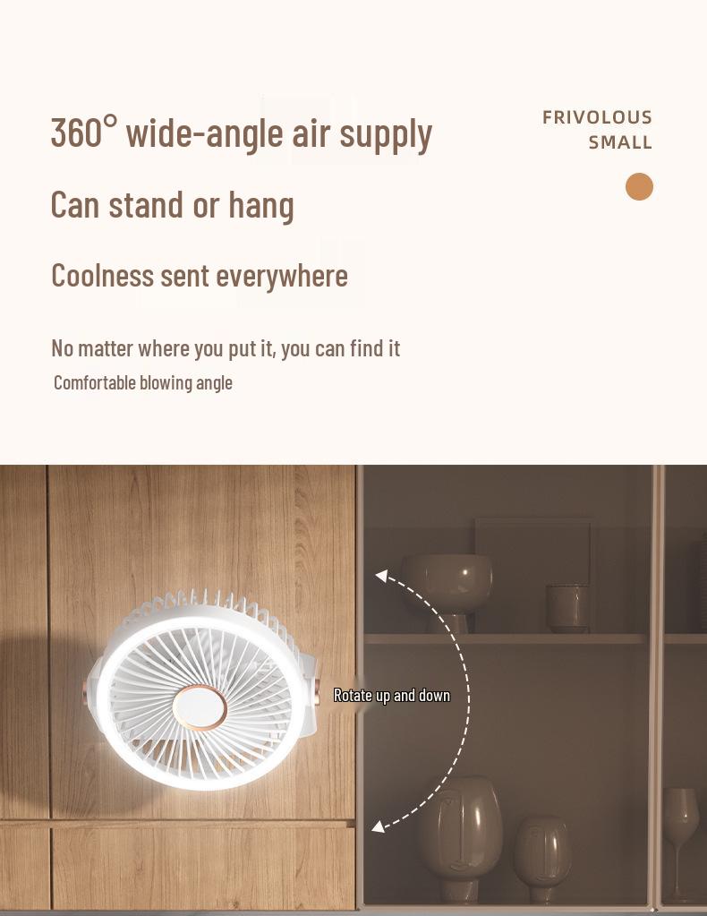 2026 Portable USB Charging Clip-on Desktop Fan with Light for Dorm Use