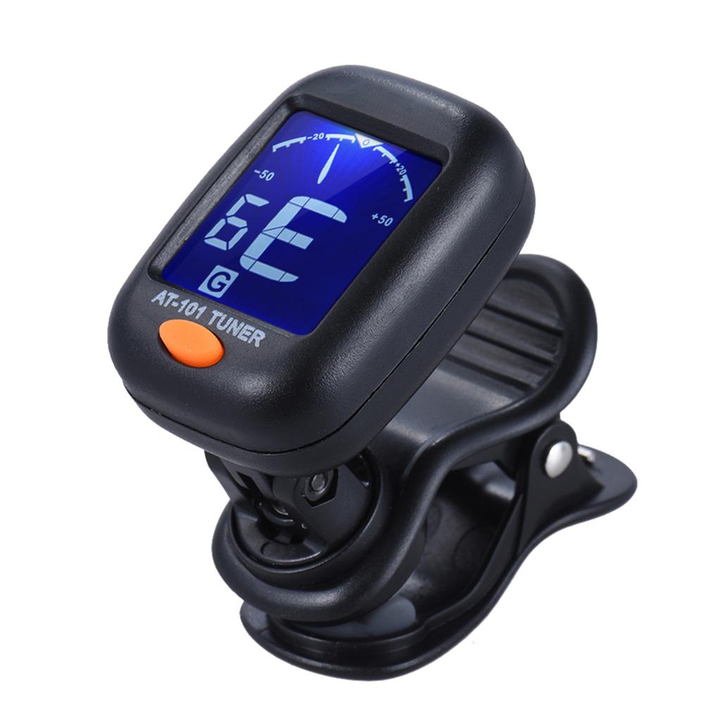 AT-101 Portable Mini Clip-on Digital Tuner with Foldable Rotating Clip High Sensitivity for Chromatic Guitar Bass Violin U