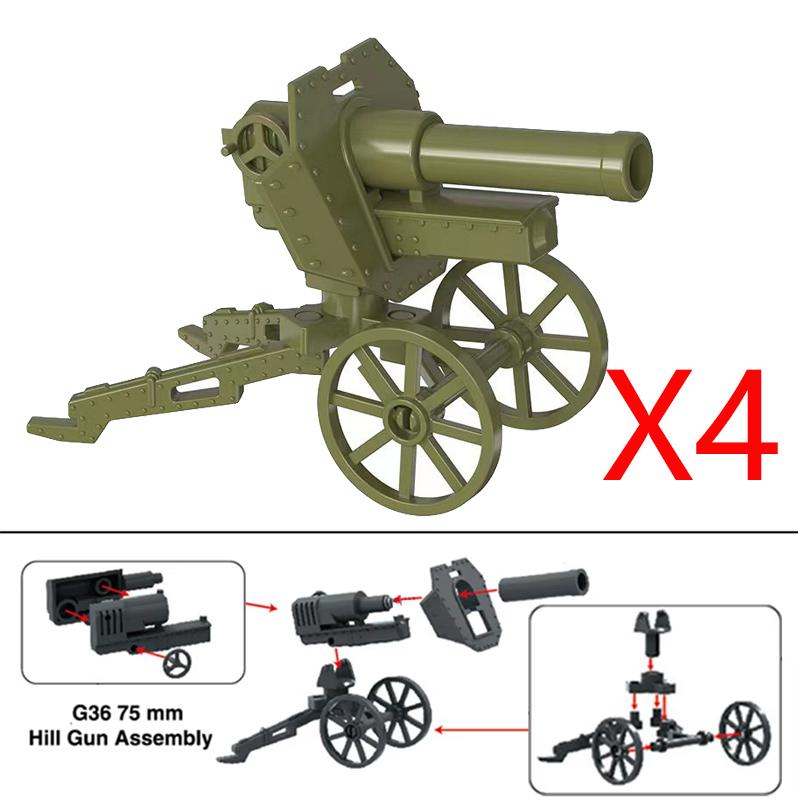 Military Building Blocks Soldier 88mm Flak Gun Cannon Rocket Artillery Military Army War Weapons NSV Backpack Assembly Brick Toy
