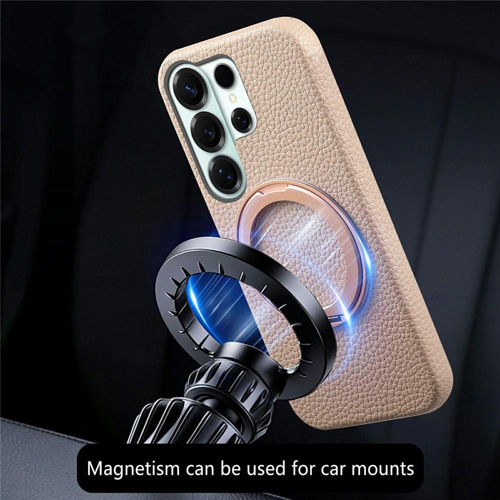 Case for Galaxy S26 Ultra - PC+Leather/PU, Khaki, With Stand