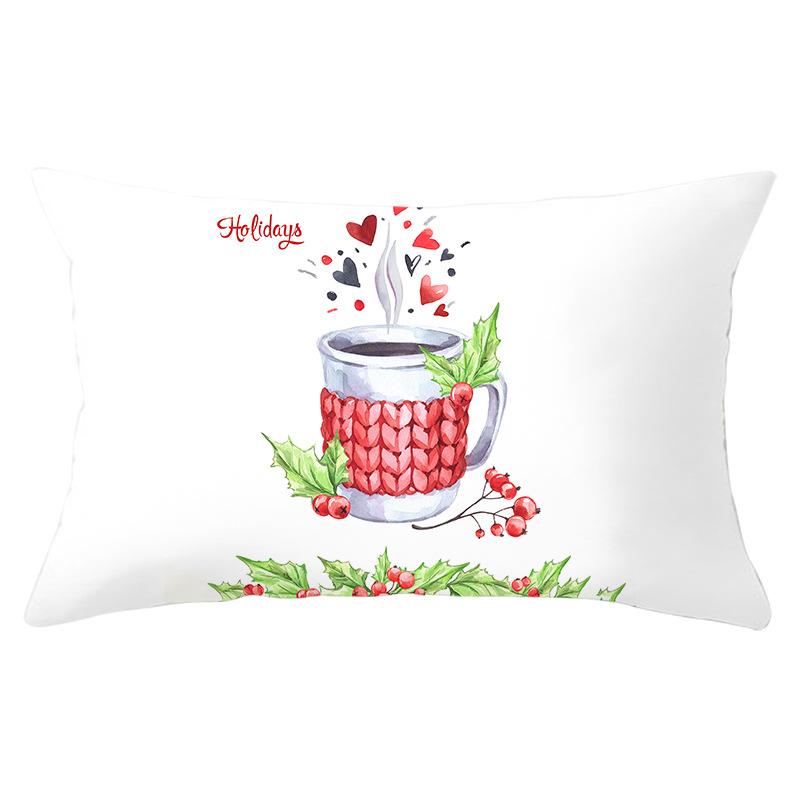 Simple Cartoon Print Series Christmas Waist Pillowcase Peach Skin Printed Pillowcase Home