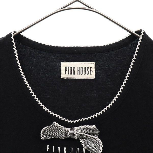 PINK HOUSE Print Short sleeve T-shirt M black Women Used