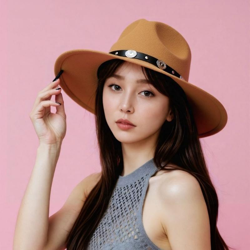 European Wool Rolled Design Unisex Sun Hat For Outdoor Travel