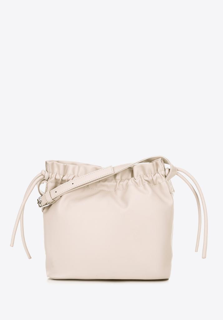 Wittchen Women's Crossbody Bag With Decorative Ties, Cream, Eco-Leather