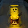 Ghost Bucket Candy Holder Lighted Halloween Treat Bucket Ghost Holding Light-up Pumpkin Lantern Bucket for Party Favors Trick or Treat