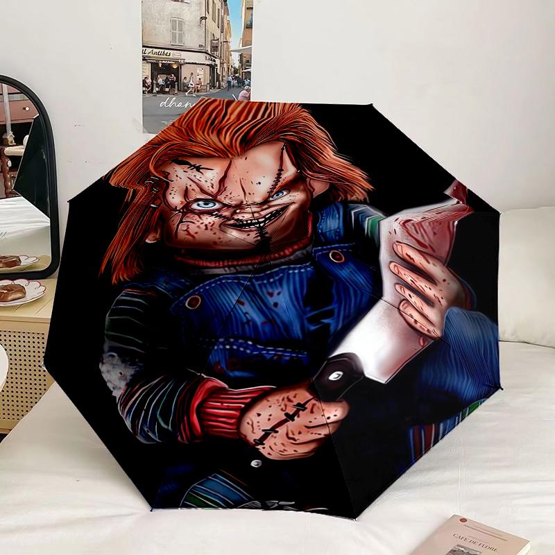 Chucky's Halloween Horror Umbrella 8-Frame for Travel, Camping, Casual Lightweight Portable Umbrella, Essential for Every Family Holidays Gift