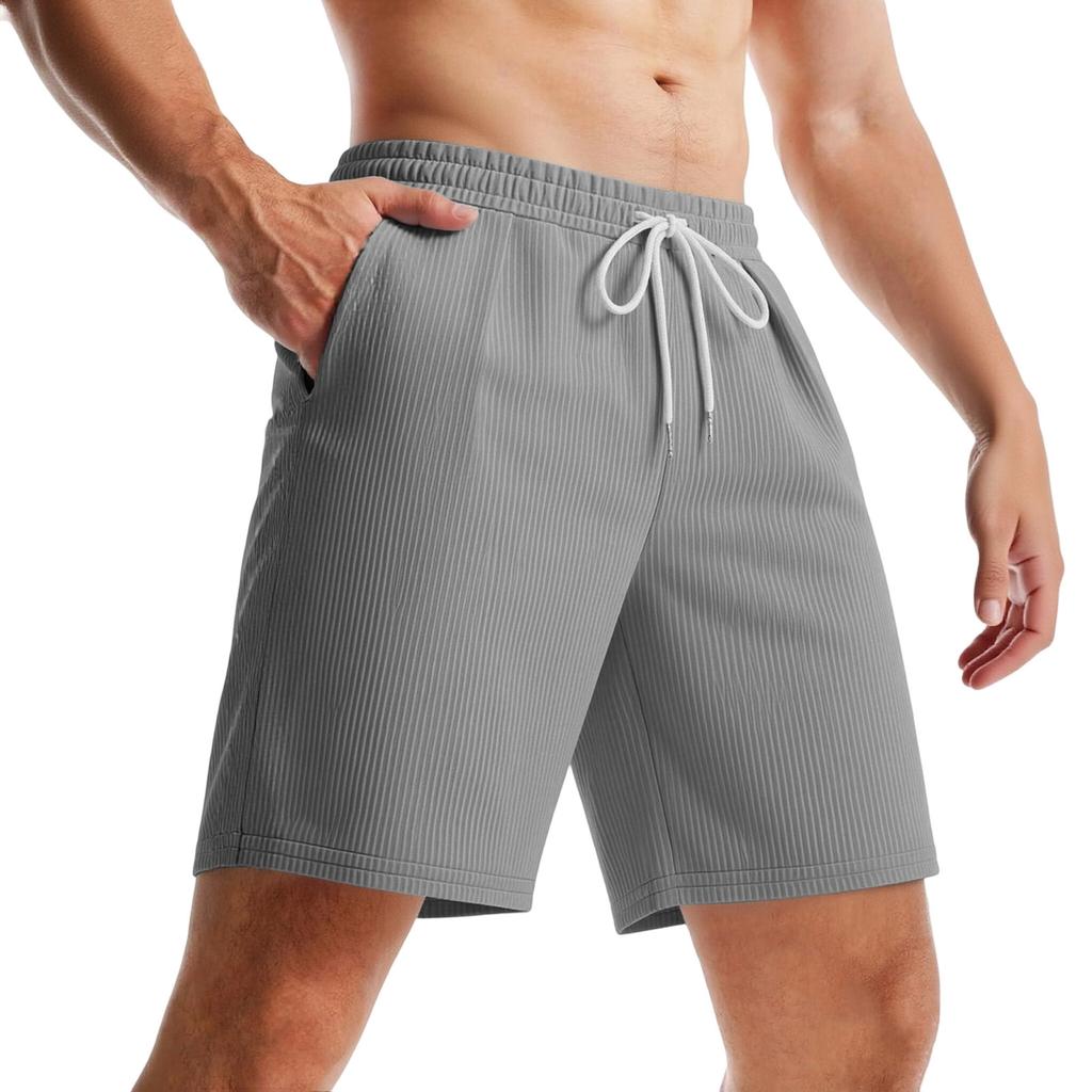 Men Lightweight Breathable Corduroy Drawstring Waist Shorts Casual Five Inch Inseam Sport Relaxed Fit Shorts for Outdoor Activities