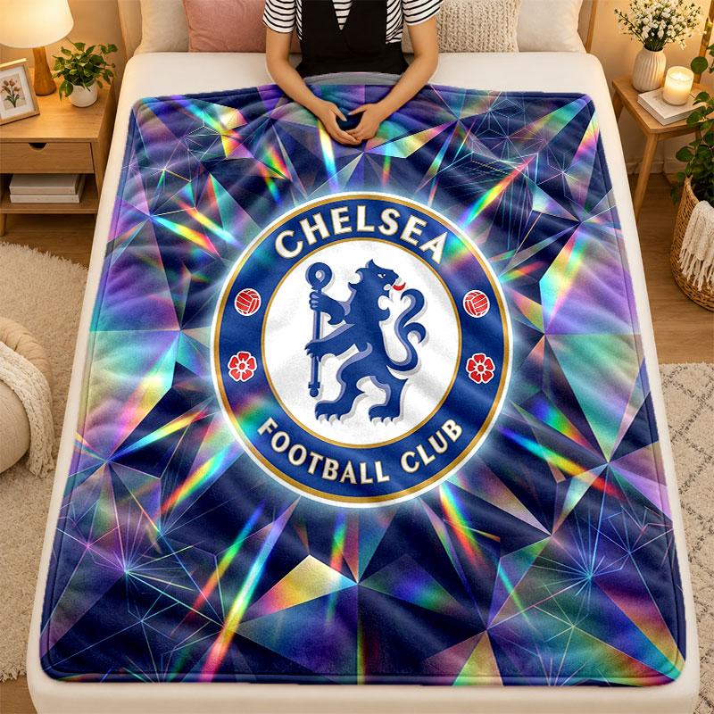Flannel BlanketChelsea FC Warm Soft Throw Blanket for Indoor Sofa Bed Living Room Use