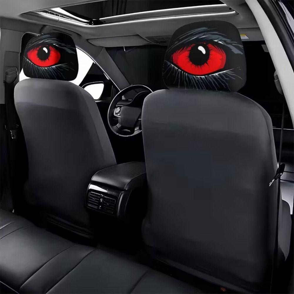 2pcs Vivid Printed Patterns Seat Headrest Protectors Auto Interior Decoration Cover Year Round Use