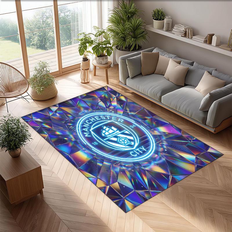 Manchester City Geprint Flanellen Vloerkleed Niet-Glijdend Zacht Polyester Vloerkleed Binnen Decoratie Mat voor Slaapkamer Woonkamer Bank