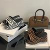Eilyken Summer Design Platform Wedges Woman Slippers Zebra Stripes Thick Bottom Heels Banquet Slides Shoes