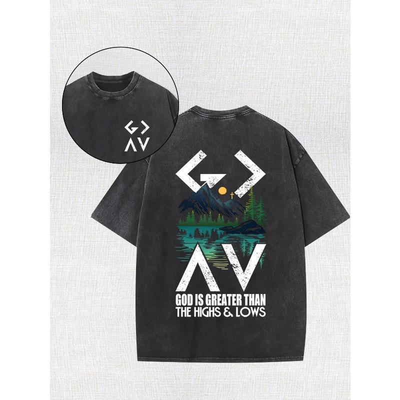 High-Quality Double-Sided Men's T-Shirt Ideal for Outdoor Sports, Vintage Washed, Made of 100%, Perfect for Daily Wear with a Loose Fit And Soft