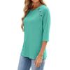 Women's Color Casual Fashion Round Neck Button Seven Quarter Sleeve Top