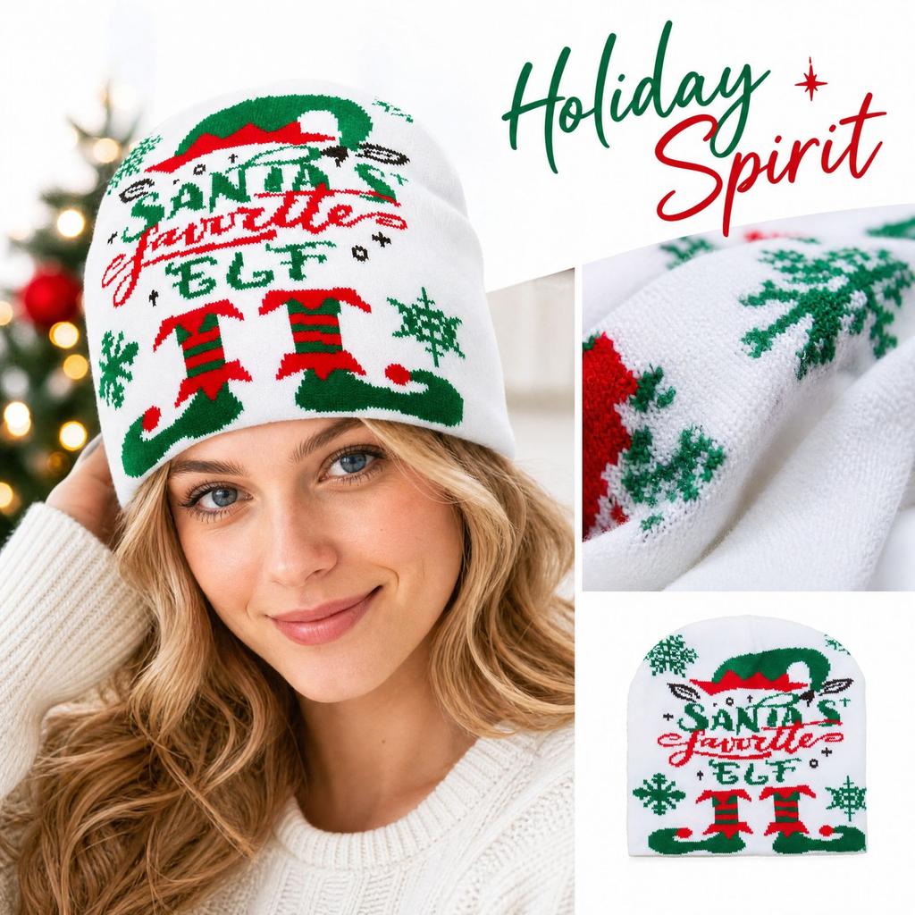 Unisex Christmas Knitted Hat for Men Women Fall Winter Holiday Party