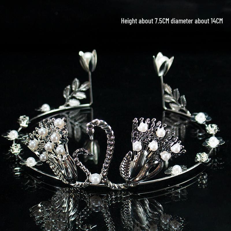 Children's Pearl Crystal Tiara Headband - Birthday Crown Cake Decoration and Adult Hair Accessory