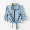 Summer Women's Denim Shorts Blue Jacket Ladies Korean Short-sleeve Loose Fit Slim O-Neck Thin Shawl Denim Caot Thin Tops