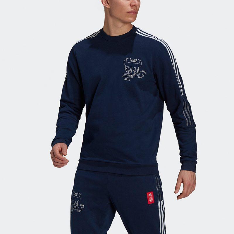 adidas CNY Collection Sweatshirts Men's Navy Blue Crew Neck Moderate Other GK9401