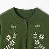 Embroidered Round Neck Cashmere Cardigan - Women's Loose Long Sleeve Knit Sweater for Autumn & Winter