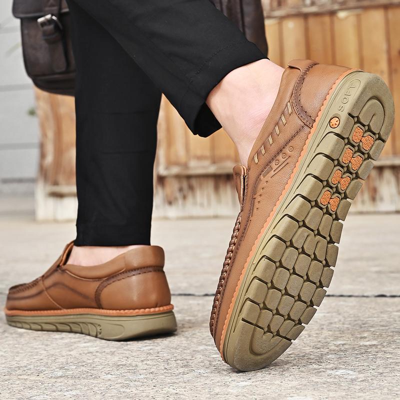 Men's Leather Shoes Handmade Moccasins Loafers Slip on Flats Walking Shoes