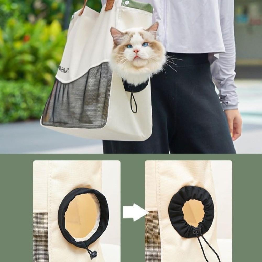 Breathable Pet Outing Bag Single-Shoulder with Hole Cat Carrier Bag Large Capacity Anti-Escape Pet Tote Bag Vet Visit