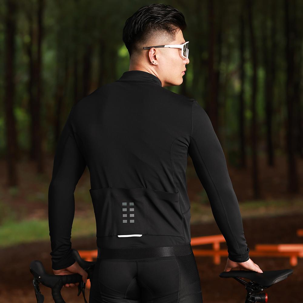 WOSAWE Autumn Winter Men's Windproof Warm Long-sleeved Cycling Jacket Mouth Shockproof Dazzle Color Padded Mesh Cycling Pants Road Cycling Suit